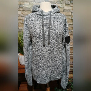 DarkBlack‎ Gray Skater Knit Hoodie Large